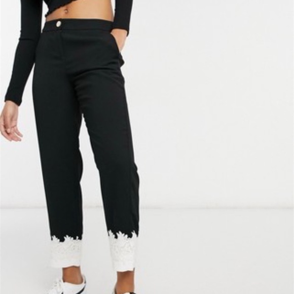 Ted Baker London Pants - Ted Baker London Lace Cuff Tapered Trouser In Black, NWT, Size 0